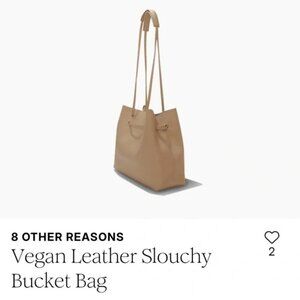8 Other Reasons Tan Vegan Leather Slouchy Bucket Bag New